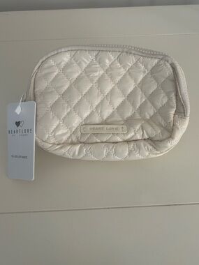 NWT Heartlove by Charo Off-White Quilted Bum Bag with Burgundy Interior